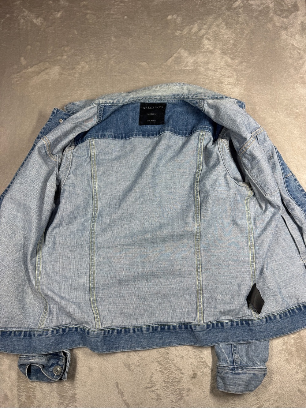 All Saints Men’s 100% Cotton Distressed Denim Blue Jean Button Jacket Size M - Picture 5 of 17
